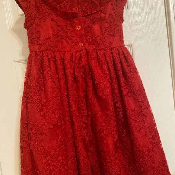 Laura Ashley Red Lace Dress - Picture 5 of 8